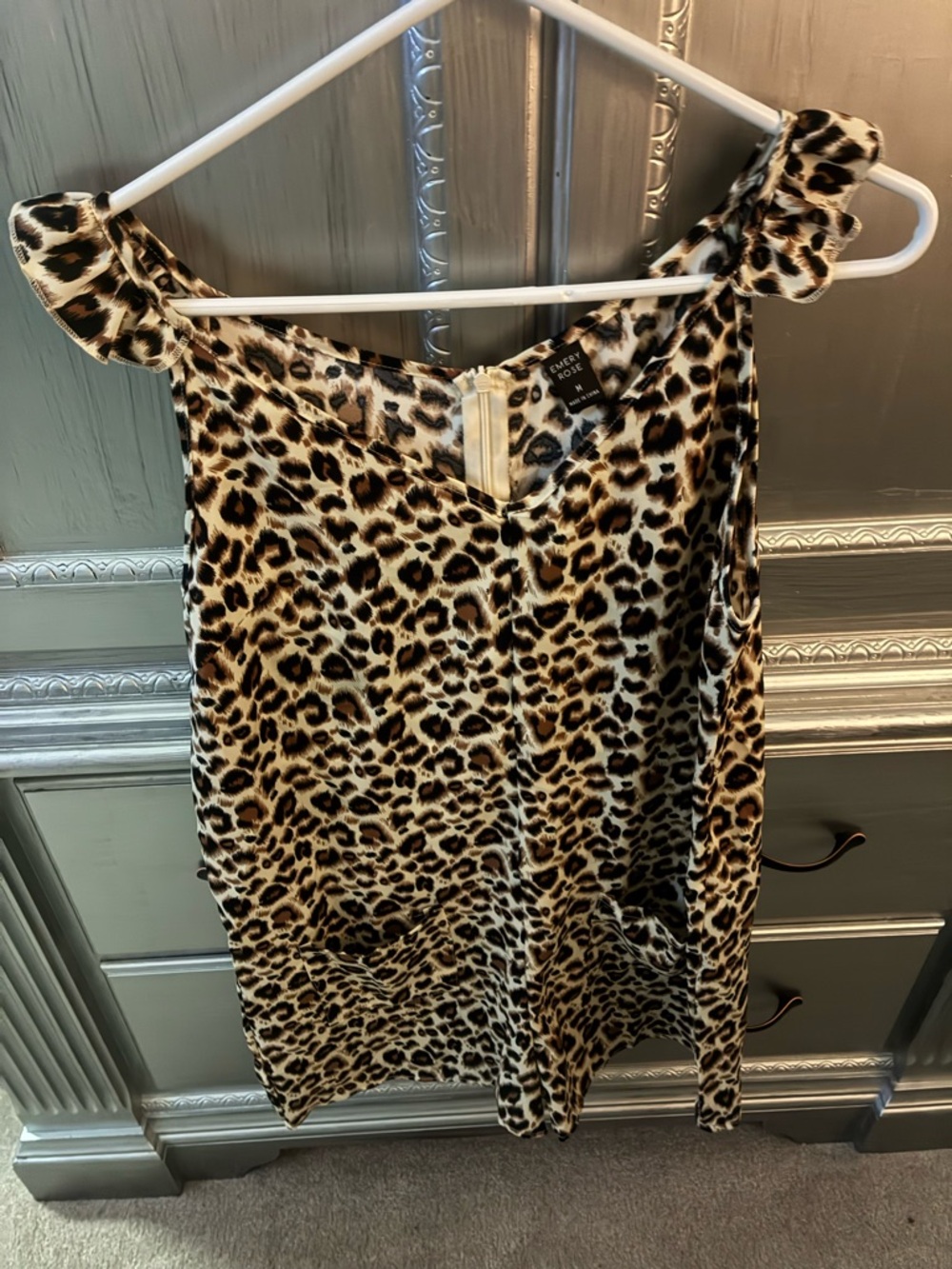 Sleeveless Leopard Print Jumpsuit Romper - Tan & Black